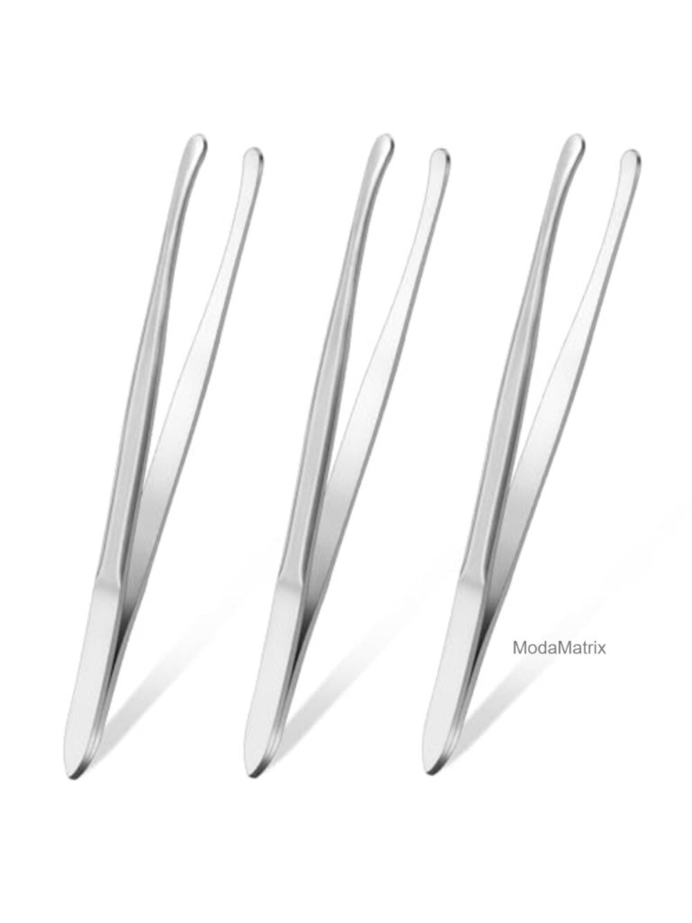 3-Piece Round Tip Tweezers Set Stainless Steel Hair Removal Eyebrow Tool